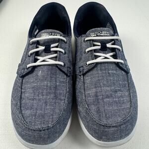Skechers On-The-Go Flex Ashore Boat Shoes Womens 10W (Wide) Navy Blue Washable